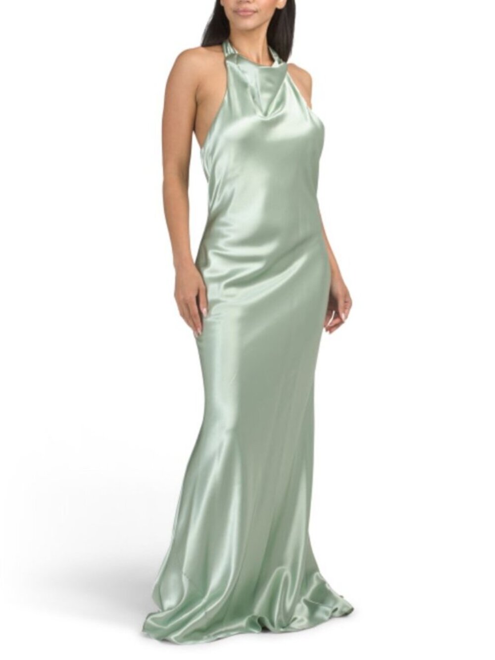BETSY & ADAM Cowl Neck Luxe Satin Gown